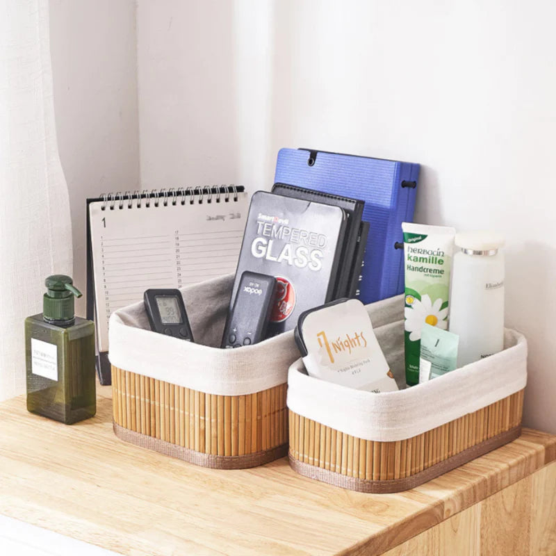 Cesto organizador multiuso e decorativo em Bambu - 3 peças