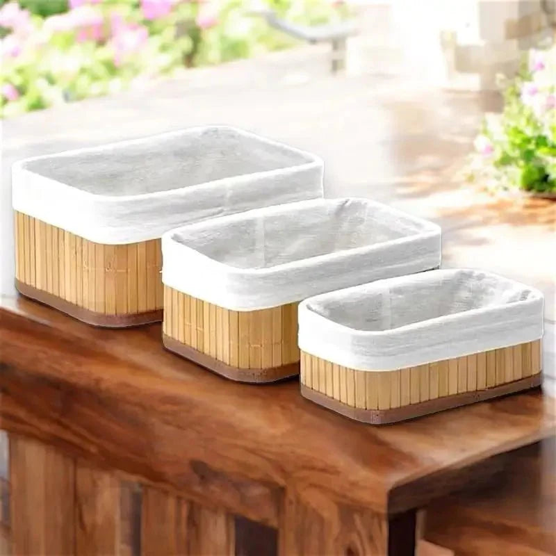 Cesto organizador multiuso e decorativo em Bambu - 3 peças