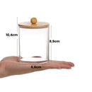 Conjunto Porta Cotonete e Algodão Acrílico e Bandeja em Bambu