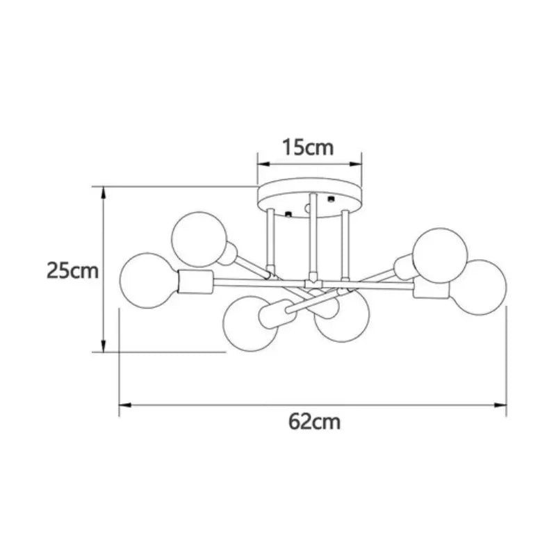 Lustre Para Sala de Jantar Dourado 6 Lâmpadas