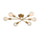 Lustre Para Sala de Jantar Dourado 6 Lâmpadas